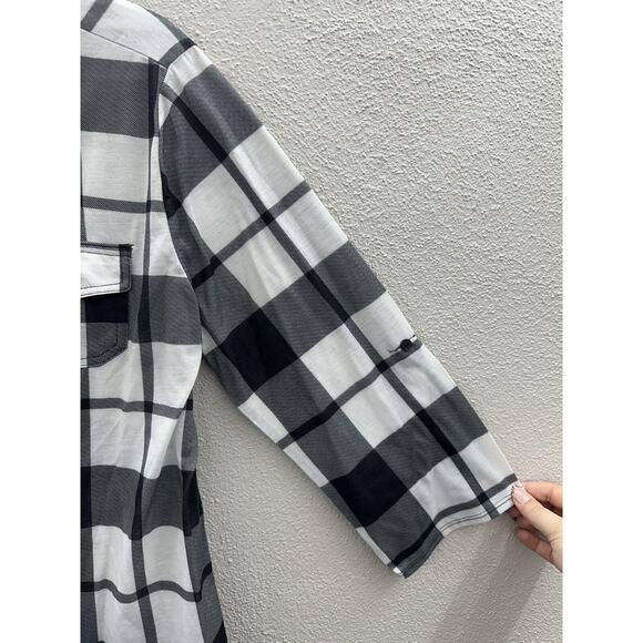 French Laundry Womens Shirt Size XL Black White Plaid Long Sleeve Button Up - Picture 4 of 12